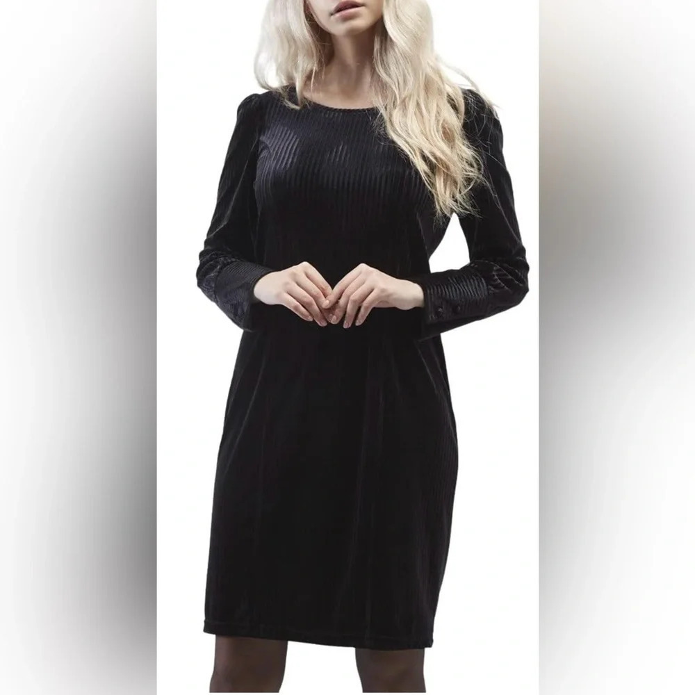 NWT OAT NY black velvet ribbed dress sz L cocktail party 🎊